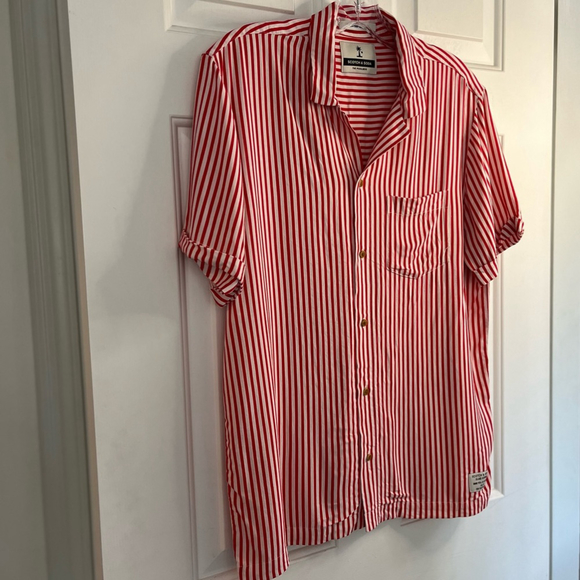 SOLD SCOTCH & SODA Striped Hawaiian Button Down Shirt Size Medium Large Unisex - Picture 10 of 13